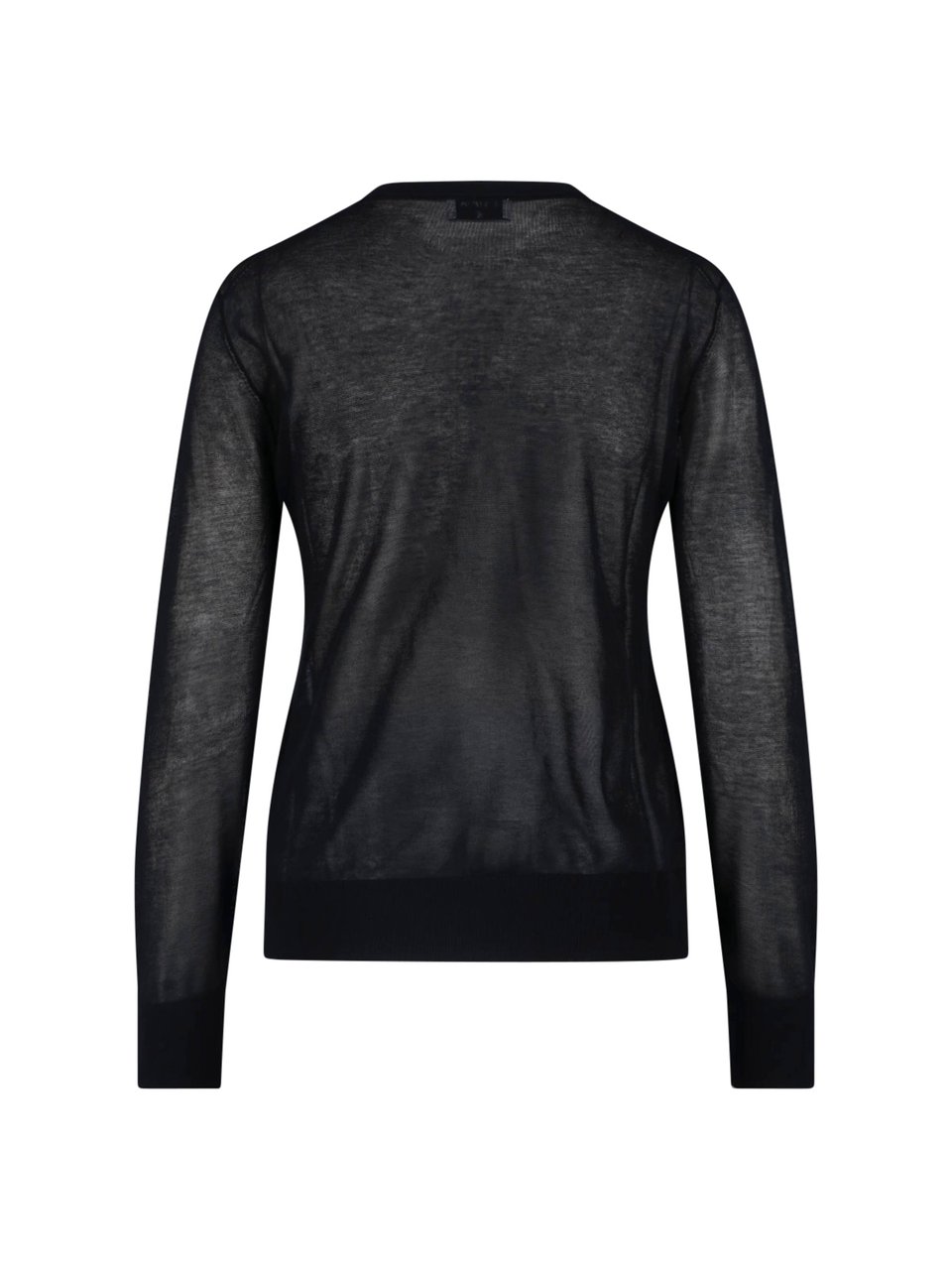 Filippa K Black Lightweight Semi-Sheer Round Neck Sweater Zwart