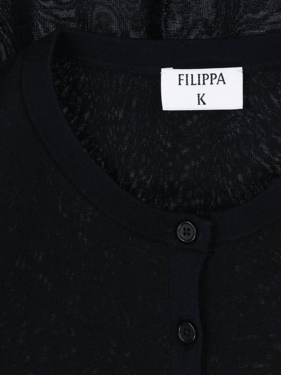 Filippa K Black Lightweight Semi-Sheer Round Neck Sweater Zwart