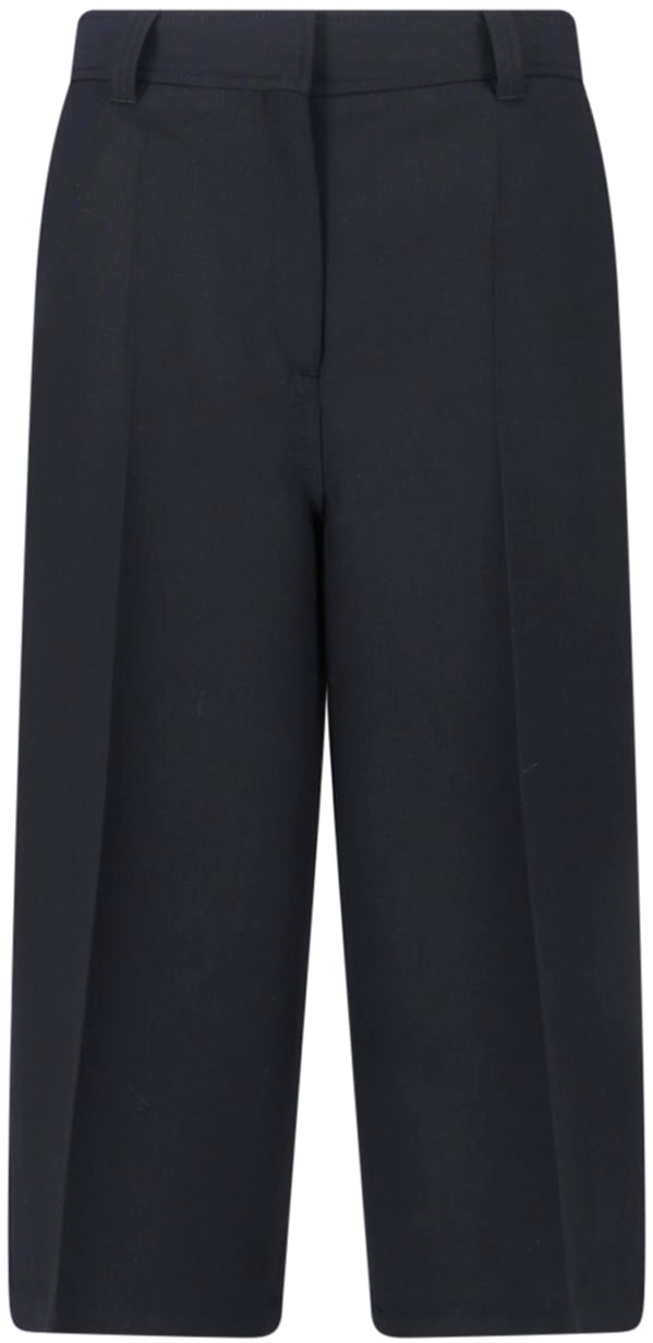 Filippa K Black Blaire Cropped Tailored Wool Trousers Zwart
