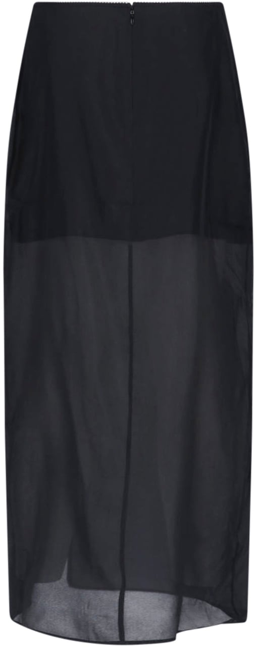 Filippa K Black Layered Sheer Midi Slit Skirt Zwart
