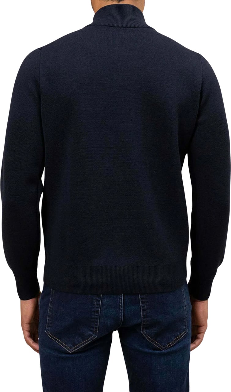 Filippo De Laurentiis Navy Blue Wool Buttoned Cardigan Zwart