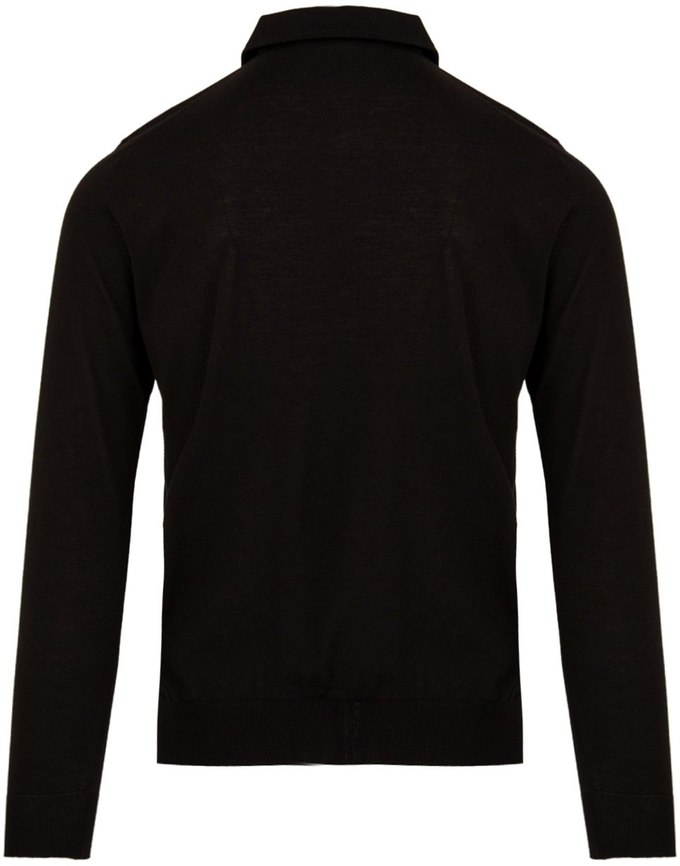 Filippo De Laurentiis Long-Sleeve Polo Shirt In Wool Zwart