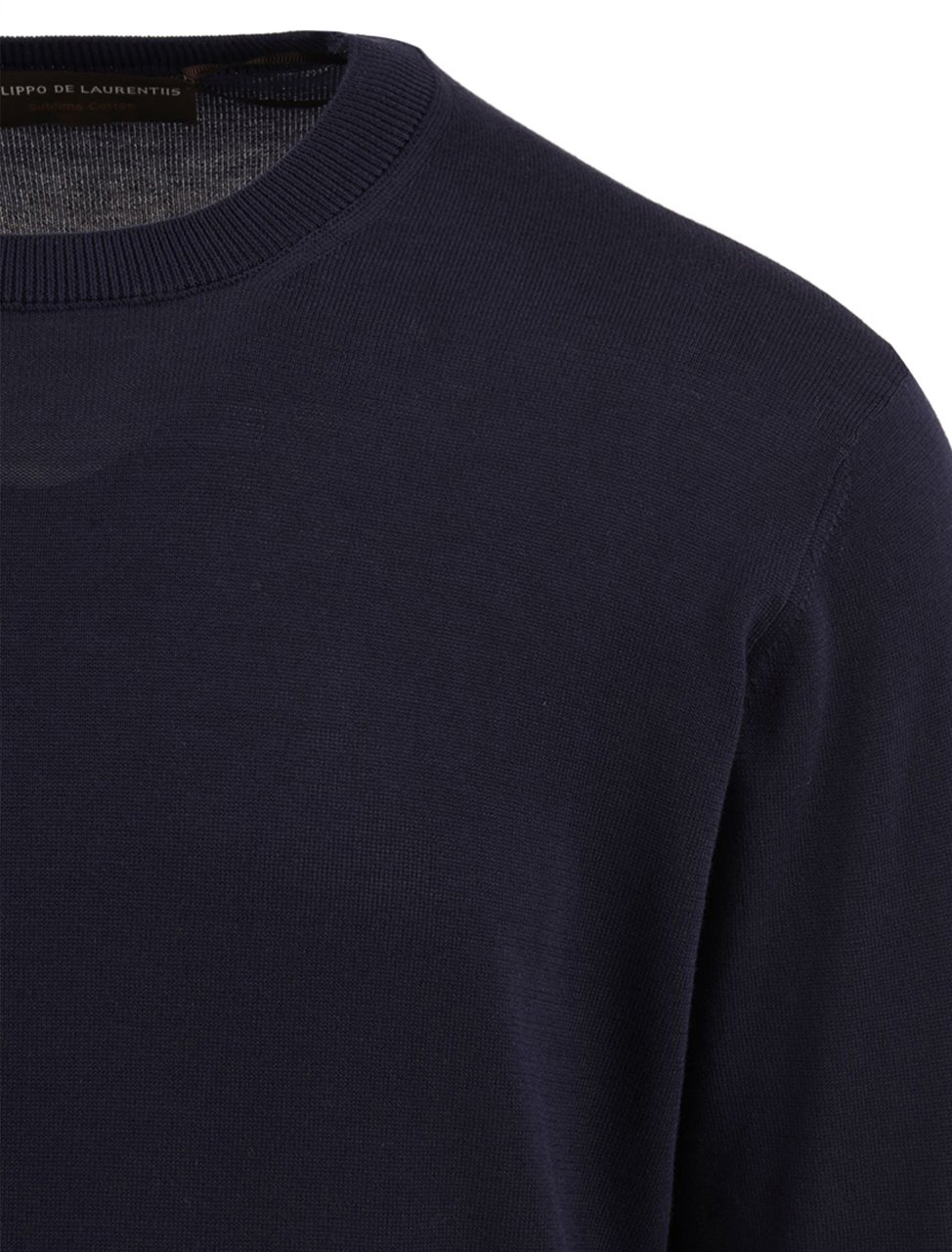 Filippo De Laurentiis Long-Sleeve Crew Neck Sweater with Ribbed Details Zwart