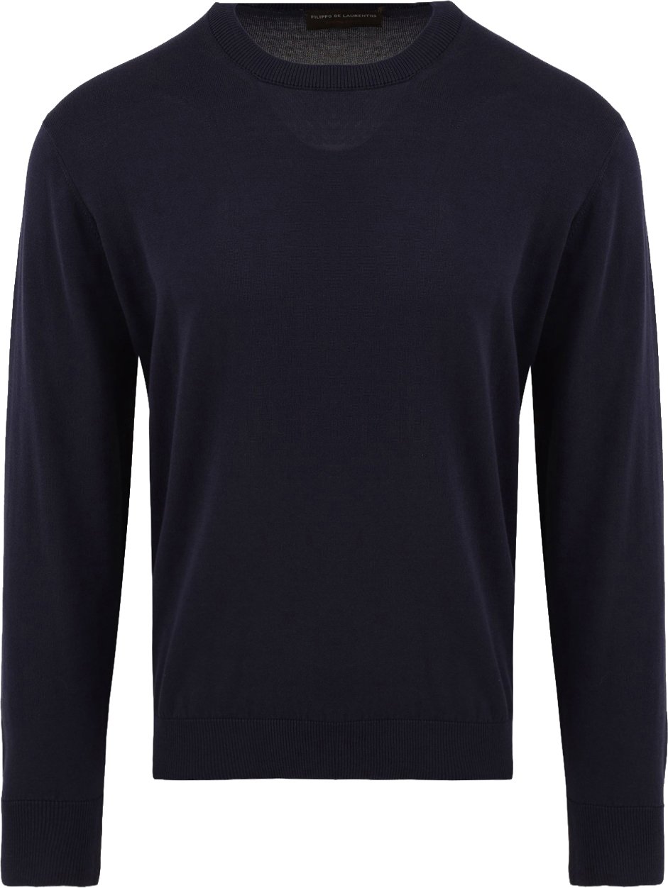 Filippo De Laurentiis Long-Sleeve Crew Neck Sweater with Ribbed Details Zwart