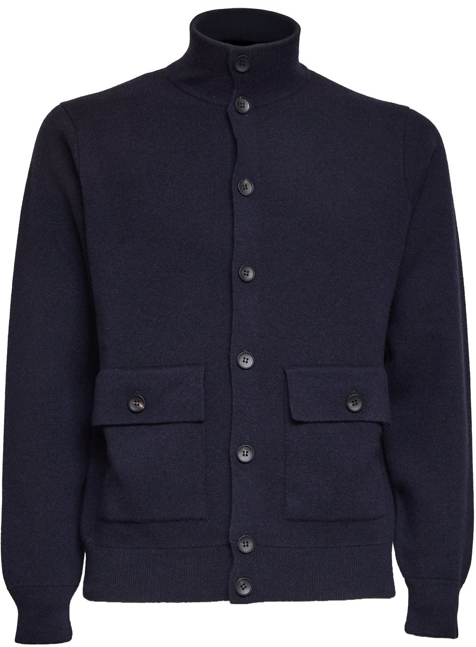 Filippo De Laurentiis Blusotto Con Bottoni In Lana, Cashmere Blauw