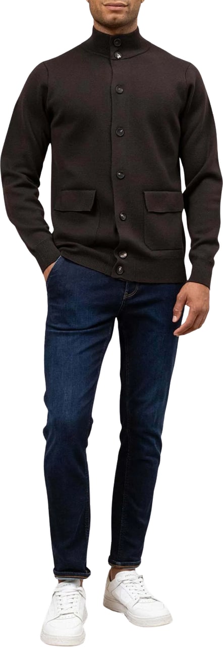 Filippo De Laurentiis Refined Cardigan With High Collar Zwart