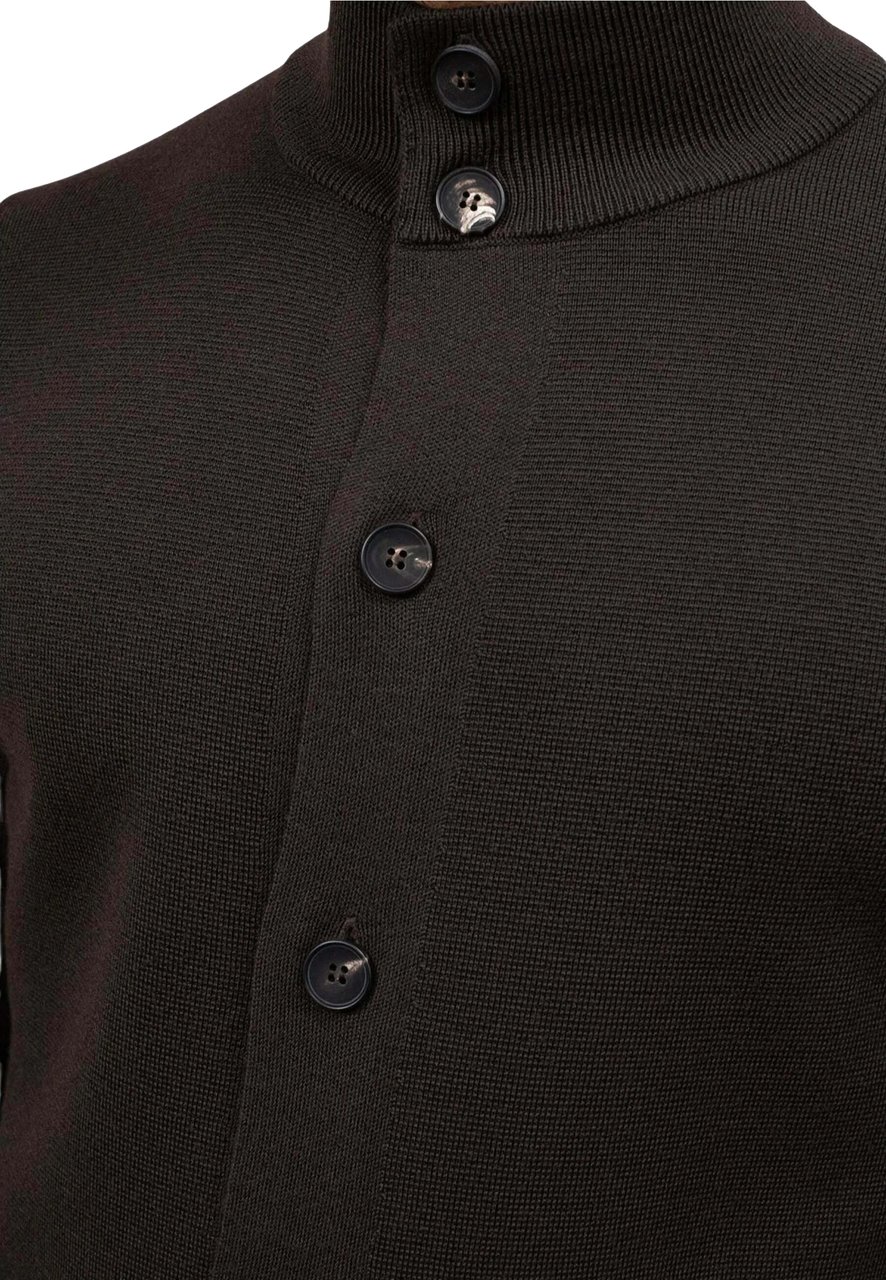 Filippo De Laurentiis Refined Cardigan With High Collar Zwart