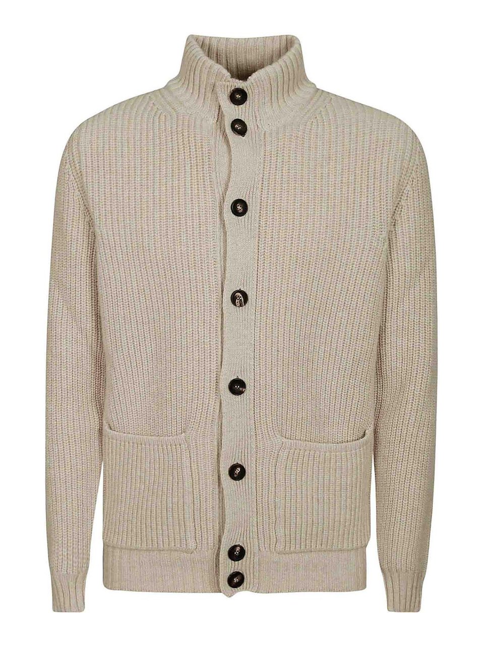 Filippo De Laurentiis Contemporary Merino Wool Cardigan Neutraal