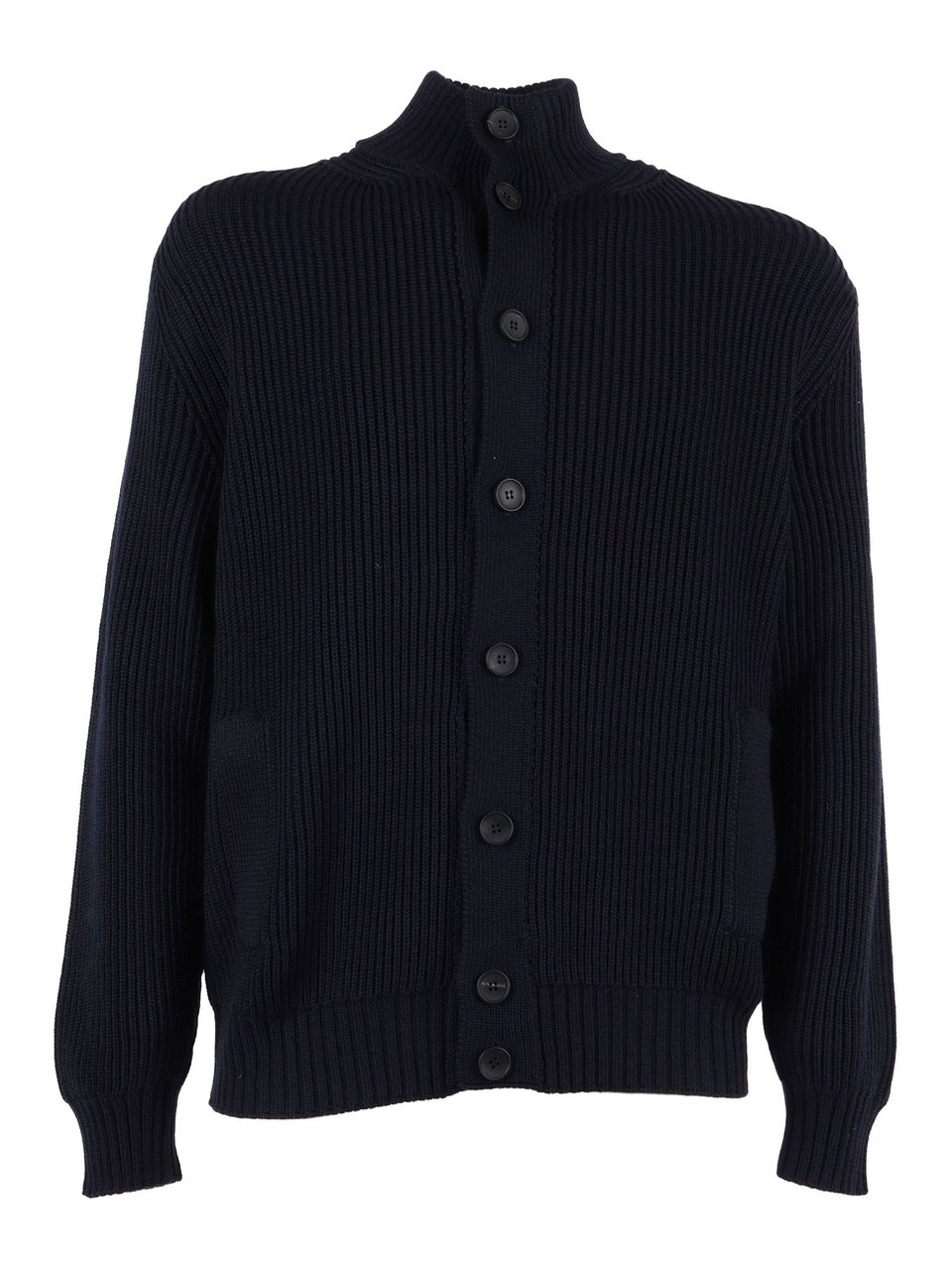 Filippo De Laurentiis Navy Blue Fine Merino Cardigan Zwart