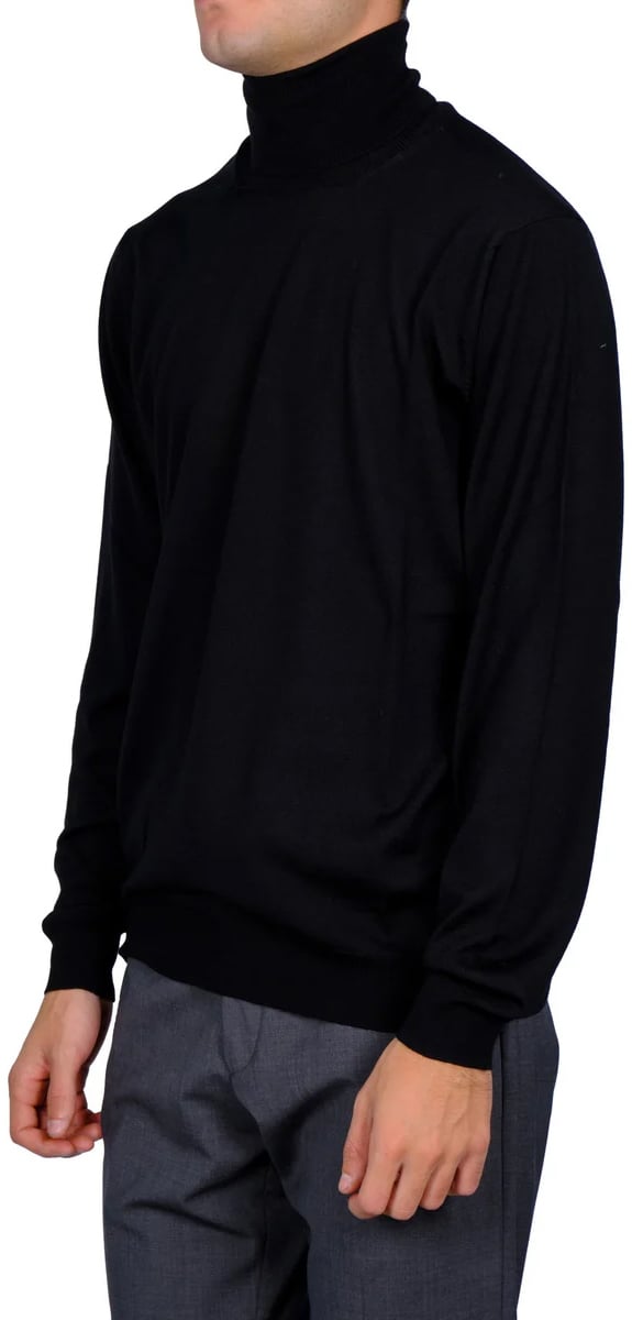 Filippo De Laurentiis Fitted Merino Wool Turtleneck Sweater Zwart