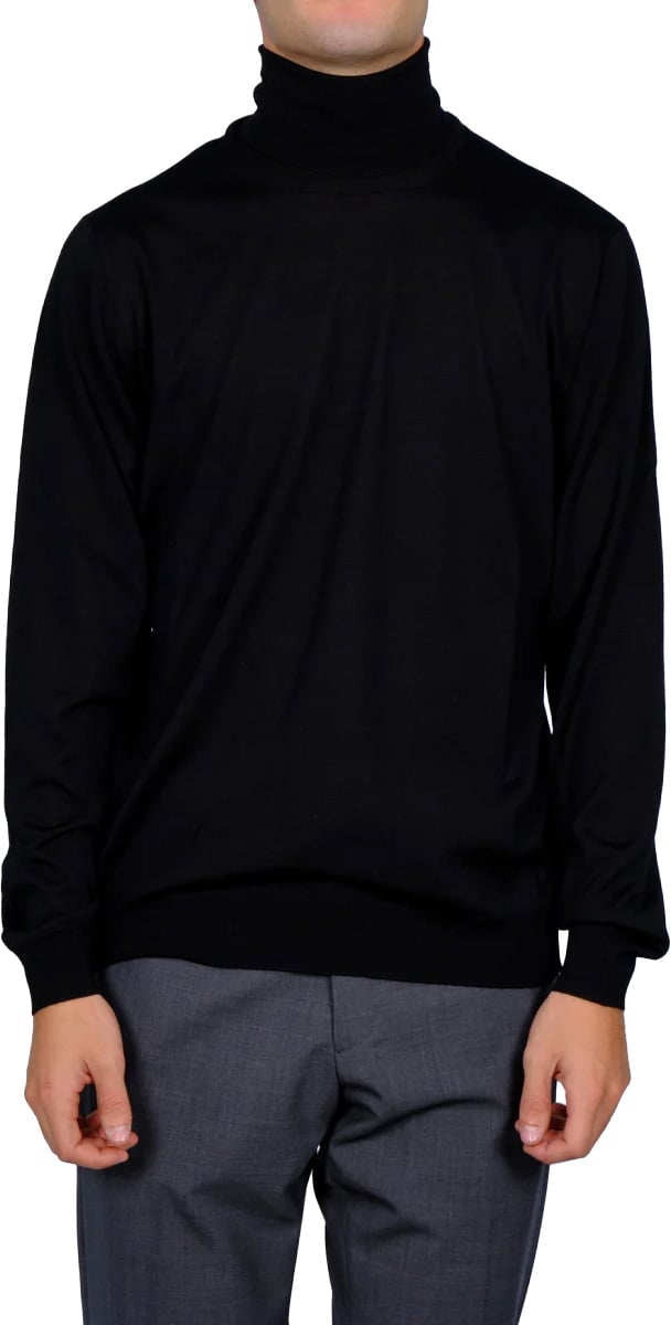 Filippo De Laurentiis Fitted Merino Wool Turtleneck Sweater Zwart