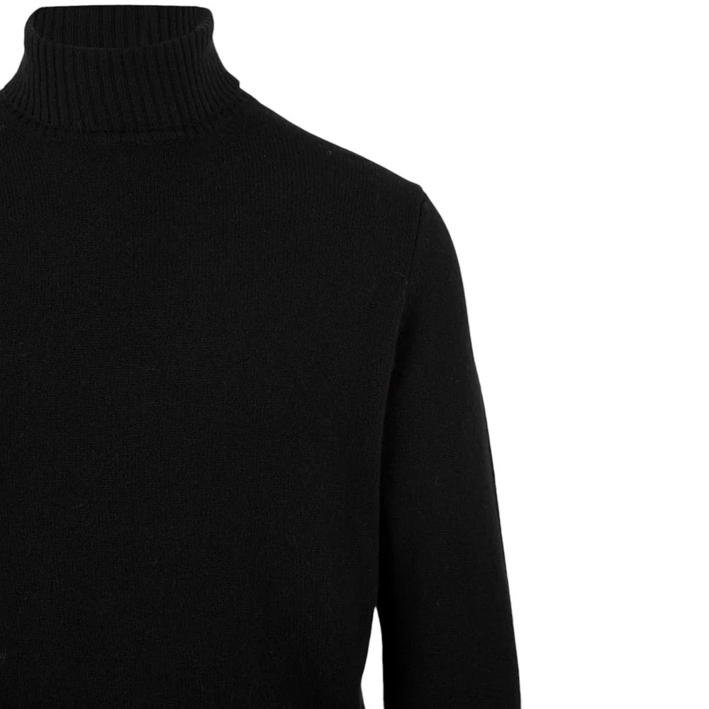 Filippo De Laurentiis Braided Knit Turtleneck Sweater In Wool Zwart