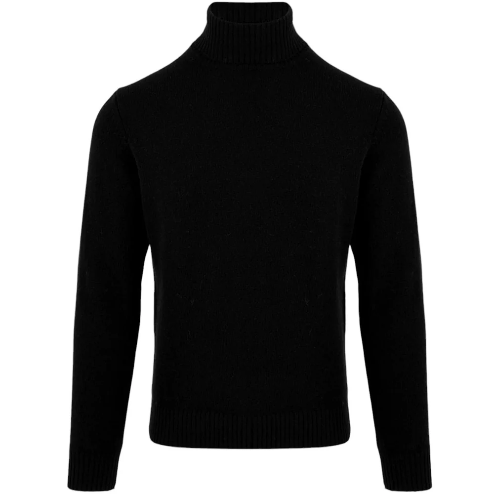 Filippo De Laurentiis Braided Knit Turtleneck Sweater In Wool Zwart