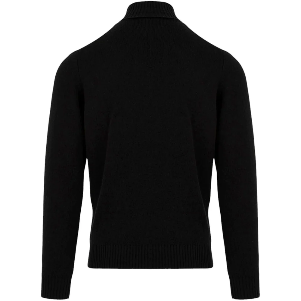 Filippo De Laurentiis Braided Knit Turtleneck Sweater In Wool Zwart