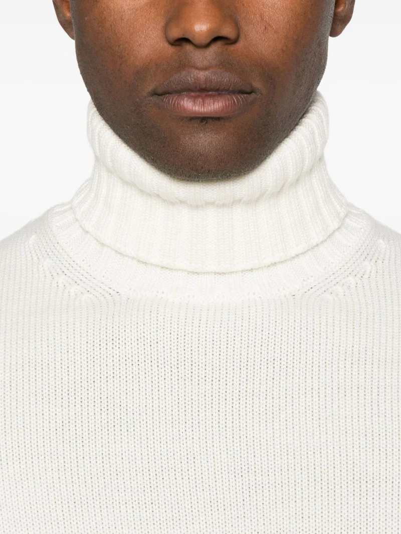 Filippo De Laurentiis Refined Turtleneck Sweater In Creamy Off-White Merino Wool Wit