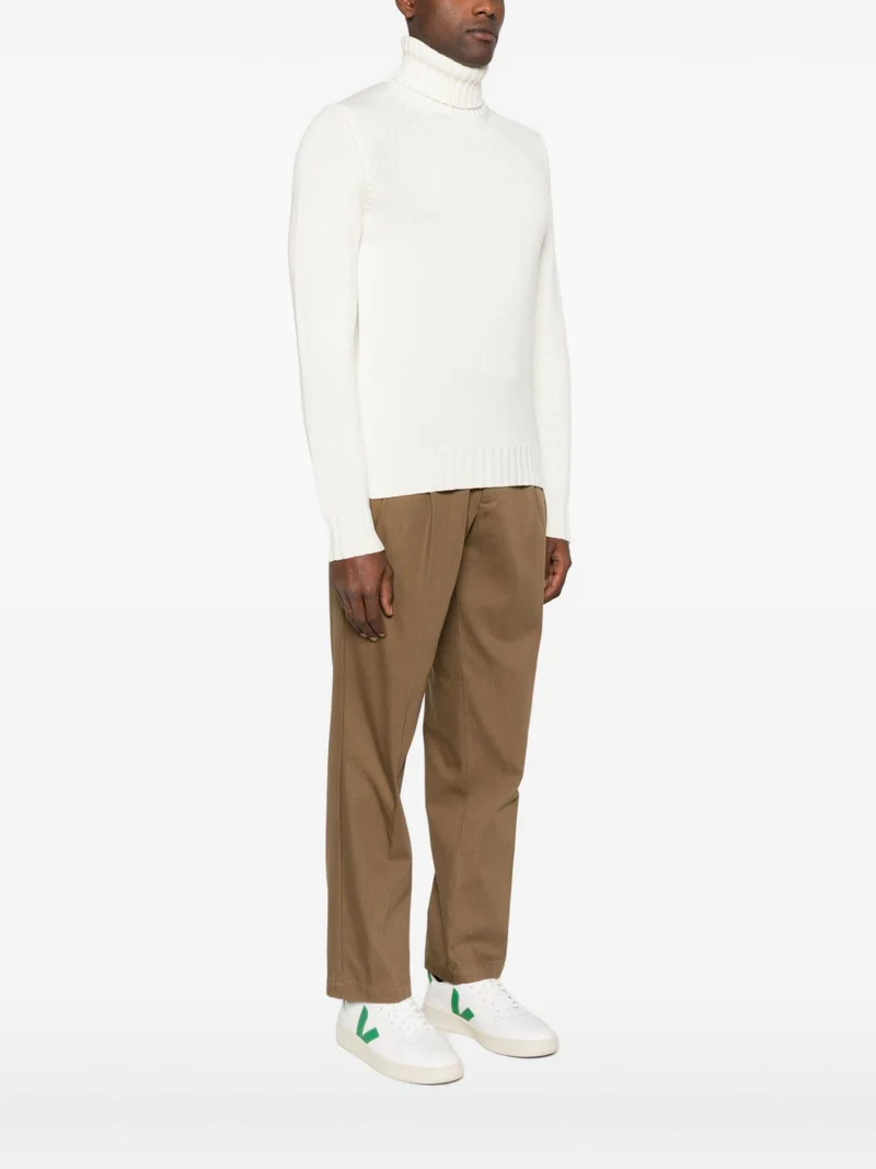 Filippo De Laurentiis Refined Turtleneck Sweater In Creamy Off-White Merino Wool Wit