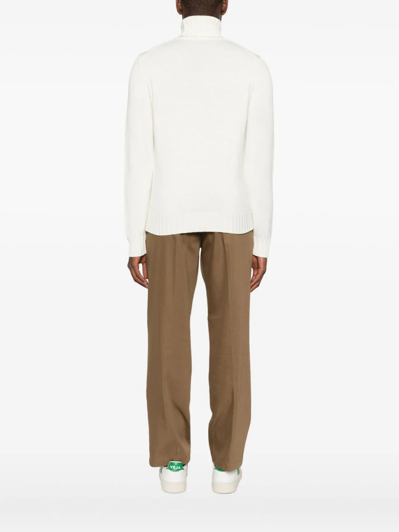 Filippo De Laurentiis Refined Turtleneck Sweater In Creamy Off-White Merino Wool Wit