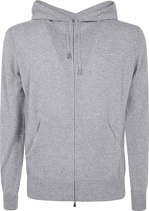 Filippo De Laurentiis Full-Zip Hooded Cardigan In Wool Grijs