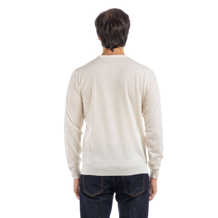 Filippo De Laurentiis Long-Sleeve Crew Neck Sweater In Fine Merino Wool Wit