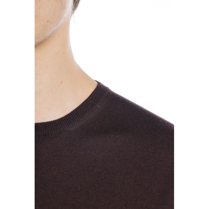 Filippo De Laurentiis Classic Crew Neck Sweater In Rich Chocolate Tone Zwart