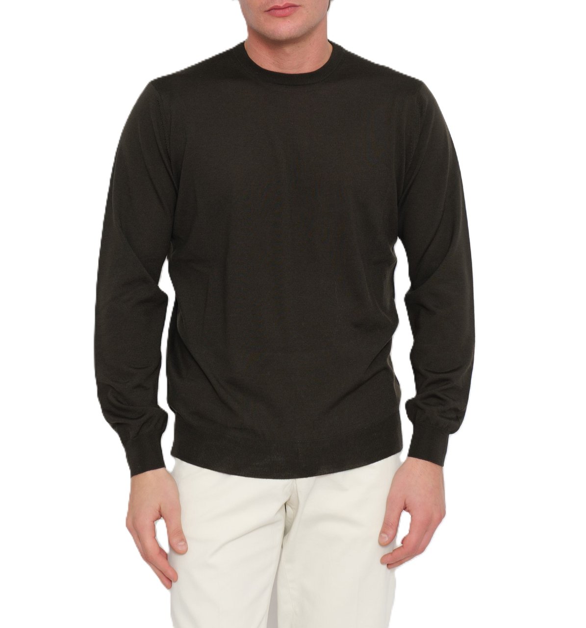 Filippo De Laurentiis Classic Merino Wool Crew Neck Sweater Zwart