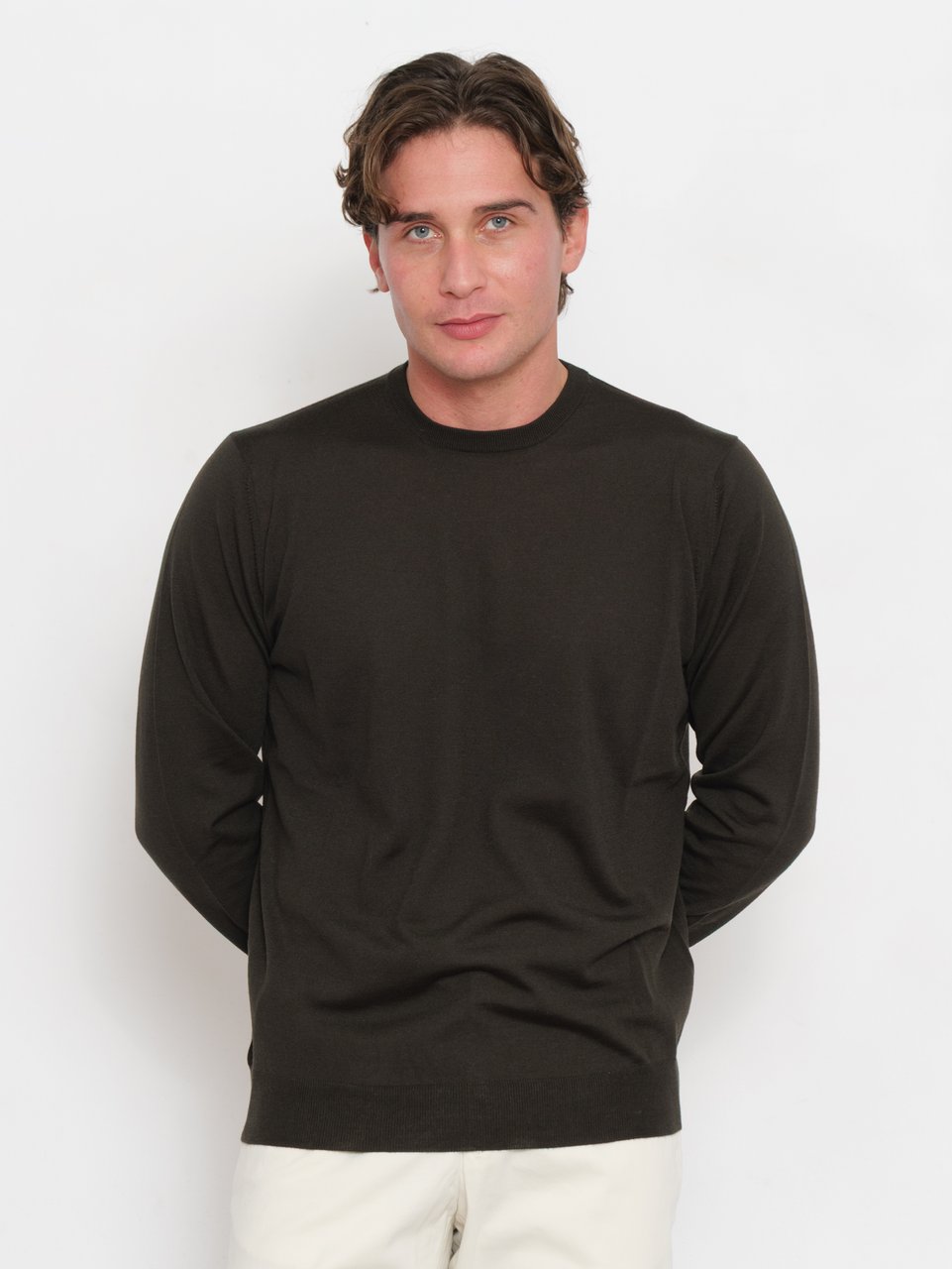 Filippo De Laurentiis Classic Merino Wool Crew Neck Sweater Zwart