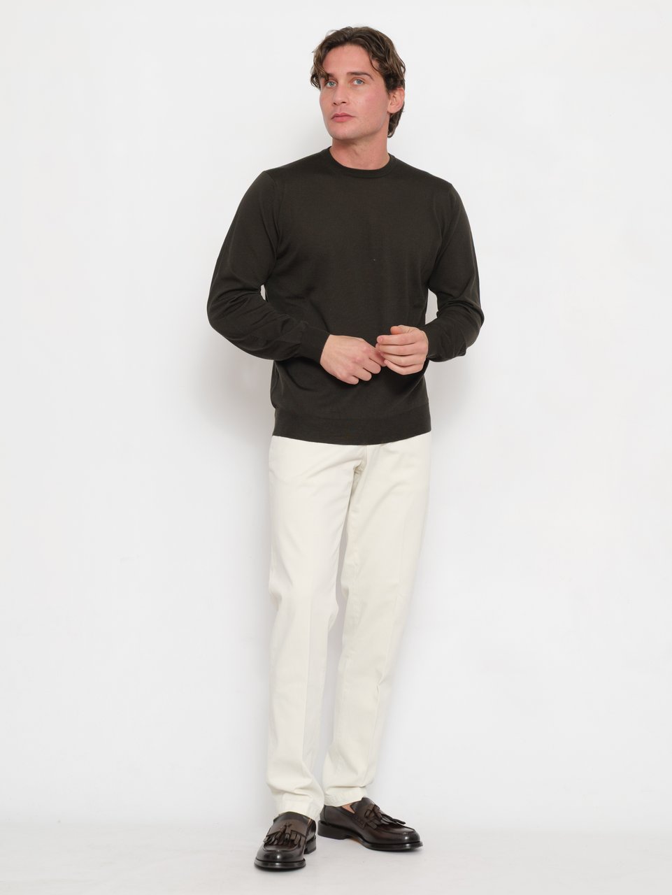 Filippo De Laurentiis Classic Merino Wool Crew Neck Sweater Zwart