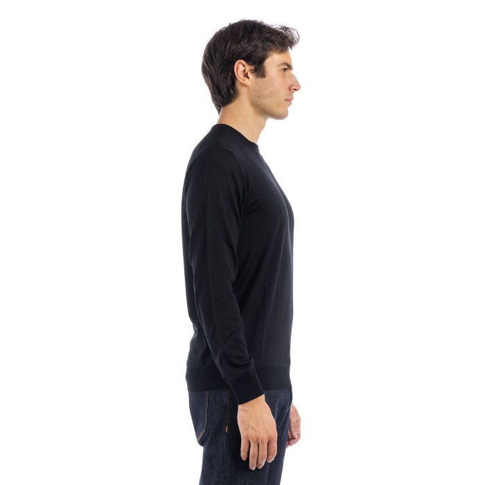 Filippo De Laurentiis Merino Wool Sweater With Classic Crew Neckline Zwart