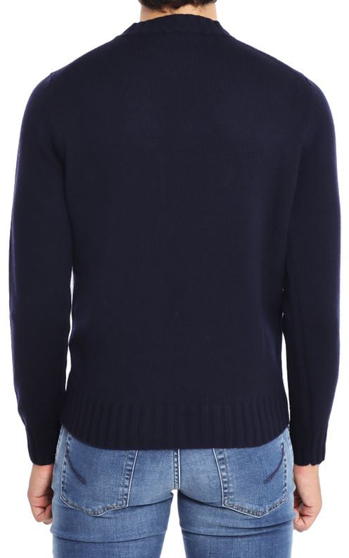 Filippo De Laurentiis High Crew Neck Extra-Fine Merino Wool Sweater Zwart