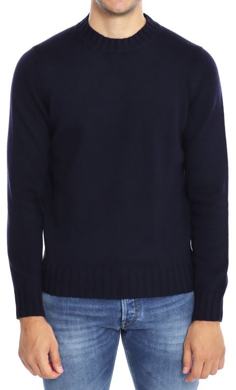 Filippo De Laurentiis High Crew Neck Extra-Fine Merino Wool Sweater Zwart