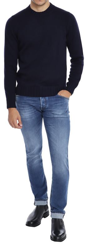 Filippo De Laurentiis High Crew Neck Extra-Fine Merino Wool Sweater Zwart