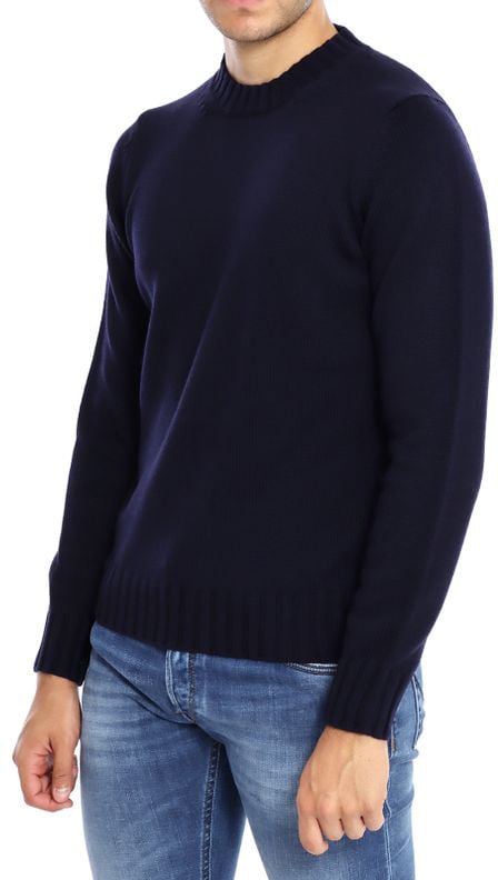 Filippo De Laurentiis High Crew Neck Extra-Fine Merino Wool Sweater Zwart
