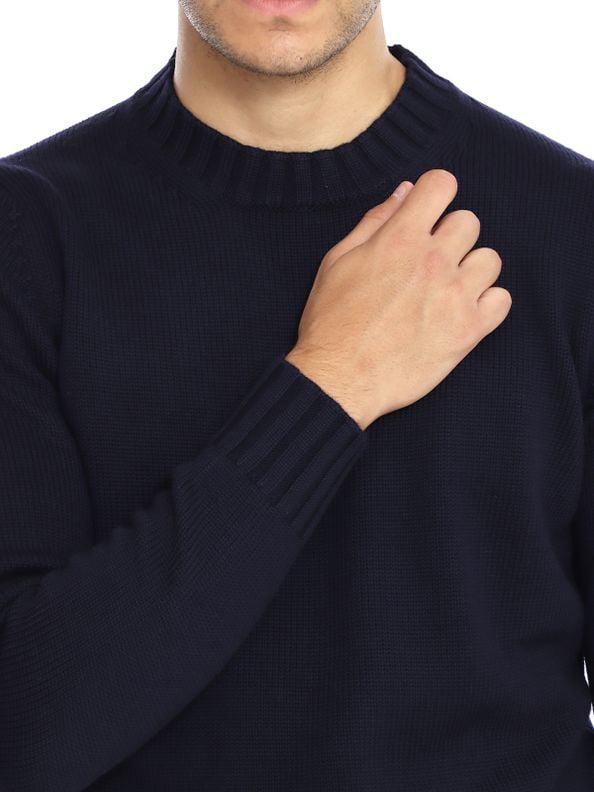 Filippo De Laurentiis High Crew Neck Extra-Fine Merino Wool Sweater Zwart
