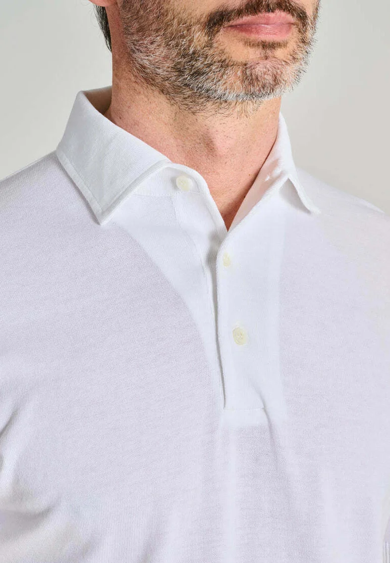 Filippo De Laurentiis White Cotton Blend Polo Shirt Wit