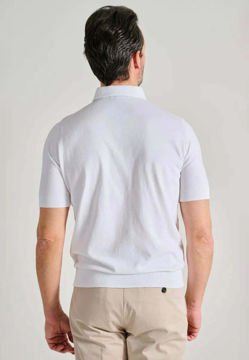 Filippo De Laurentiis White Cotton Blend Polo Shirt Wit