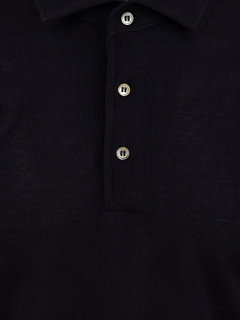 Filippo De Laurentiis Navy Blue Paramontura Merino Polo Zwart