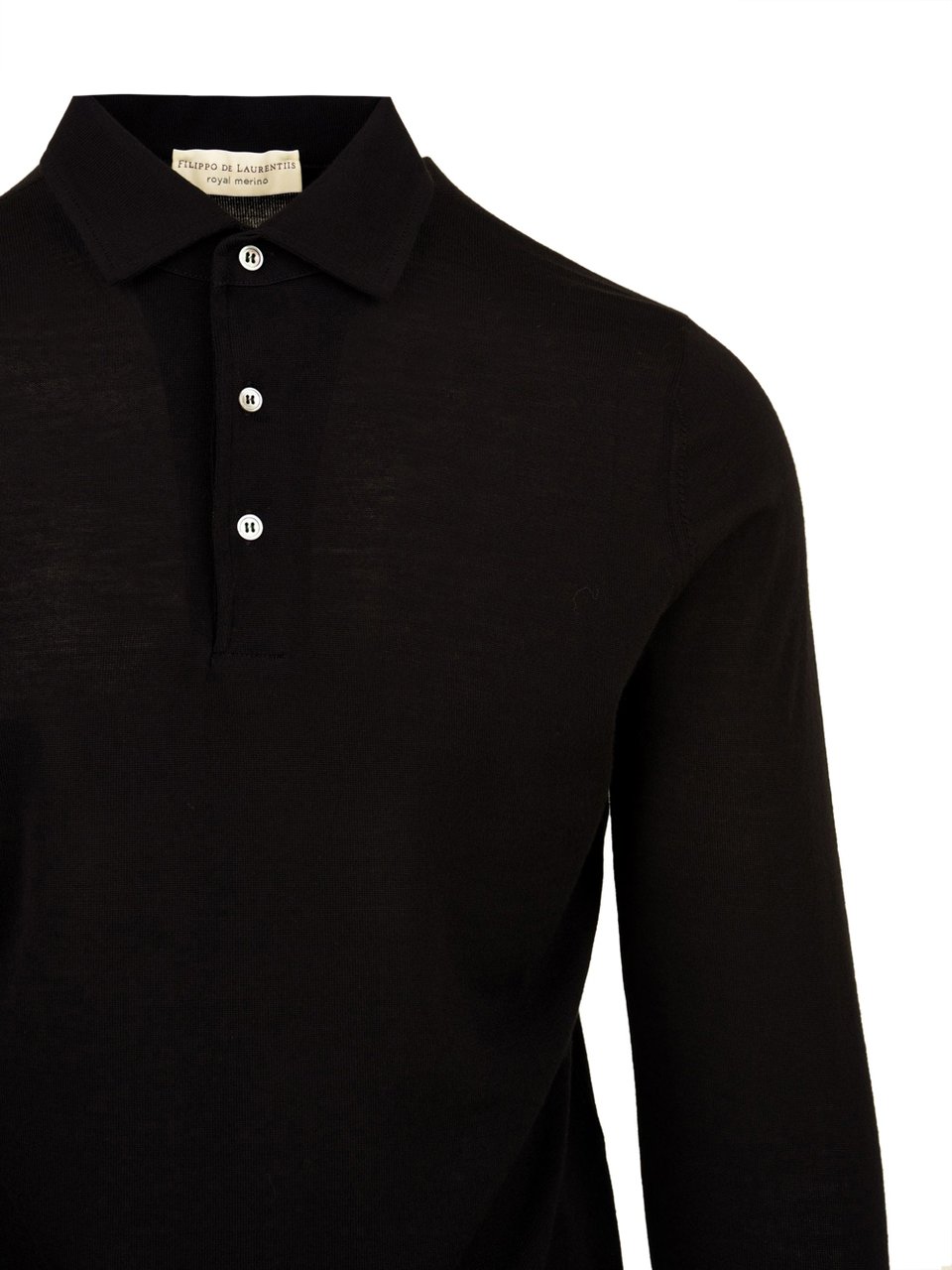 Filippo De Laurentiis Long-Sleeve Polo Shirt In Wool Zwart