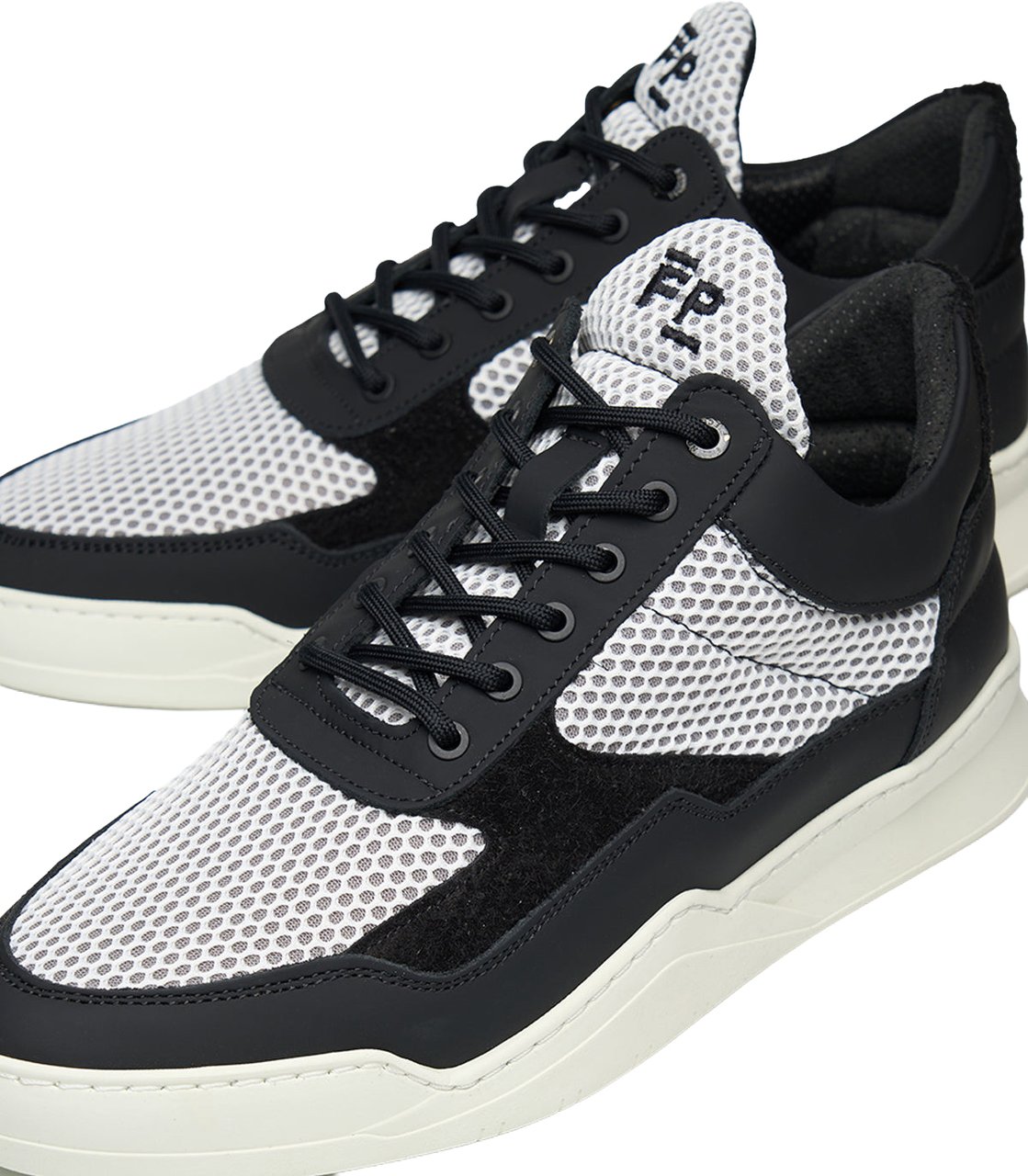 Filling Pieces Low Top Ghost Mesh Black / White Zwart