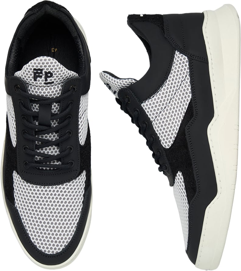 Filling Pieces Low Top Ghost Mesh Black / White Zwart