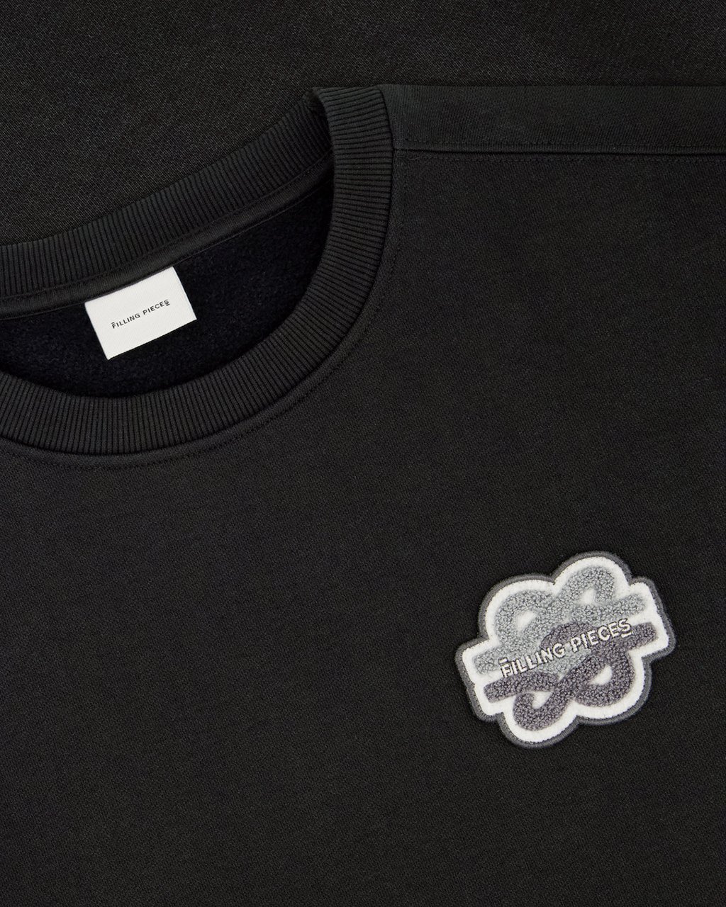 Filling Pieces Sweatshirt Gowtu Tonal Black Zwart