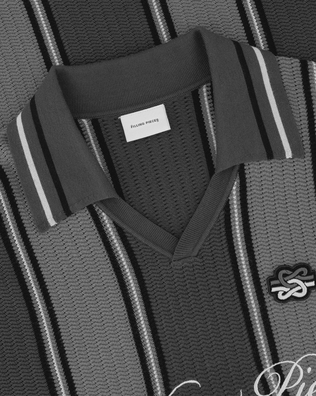 Filling Pieces Knit Football Jersey Black / Grey Zwart