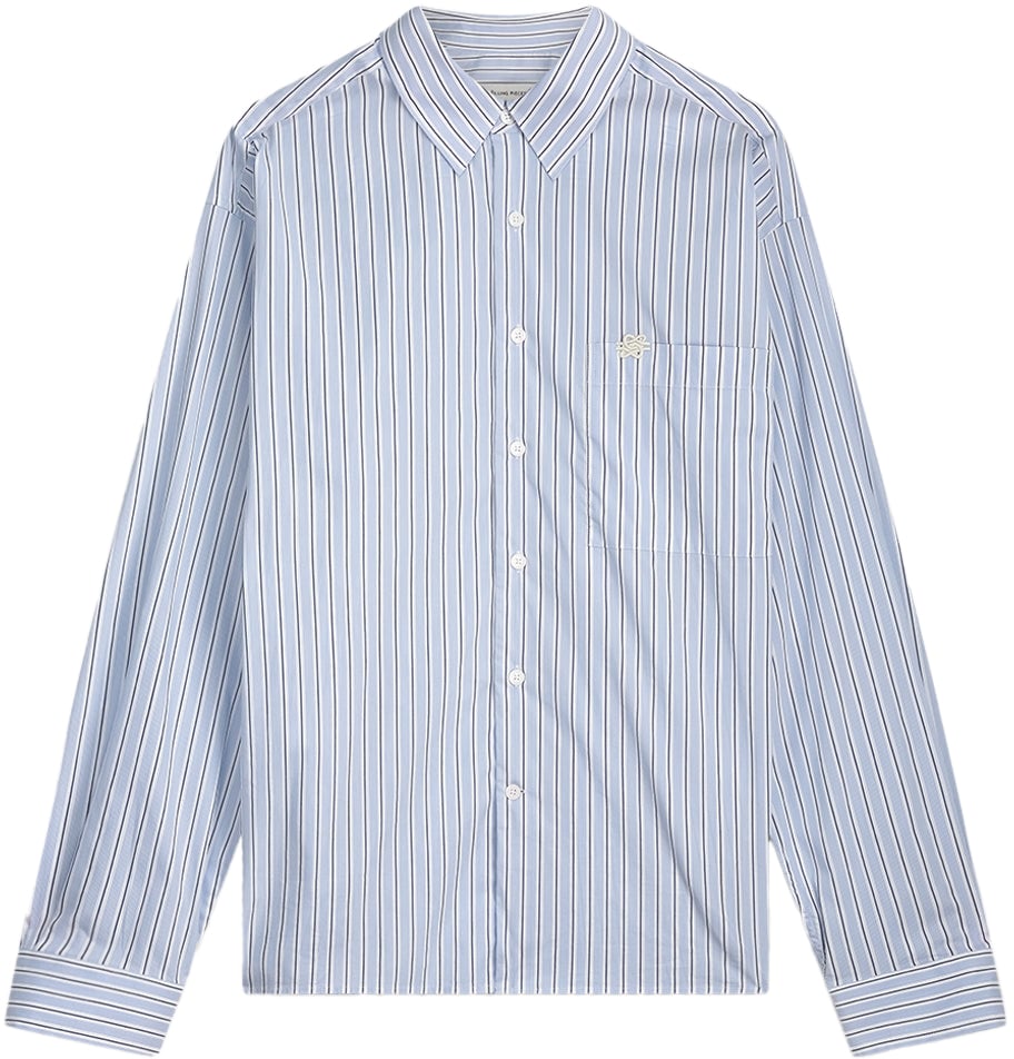 Filling Pieces Dress Shirt Striped Skyway Blauw