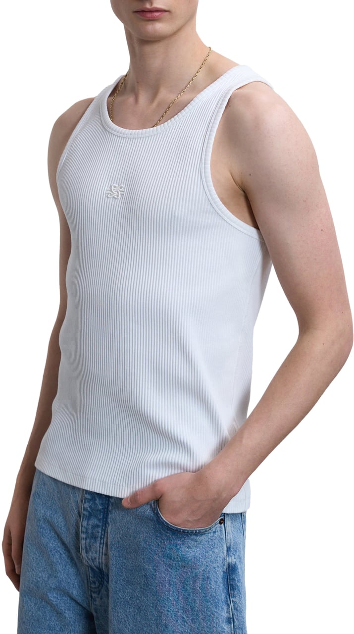 Filling Pieces Tank Top Ribbed White Wit