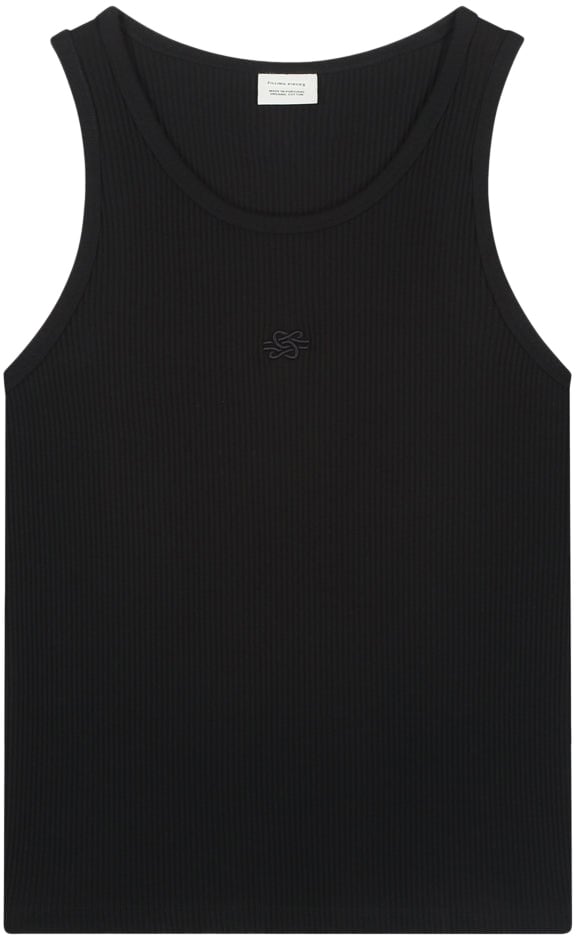 Filling Pieces Tank Top Ribbed Black Zwart