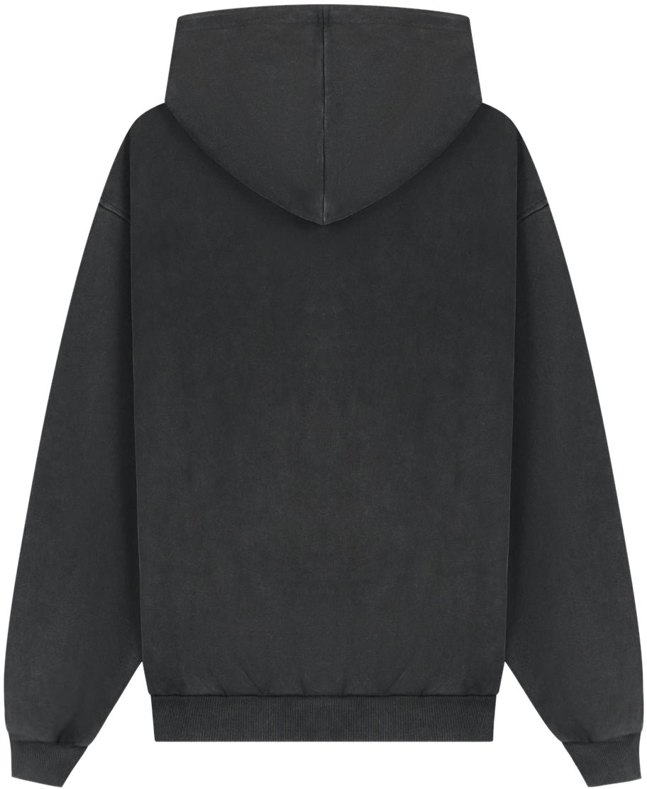 Filling Pieces Hoodie Boxy Embroidered Vintage Black Zwart