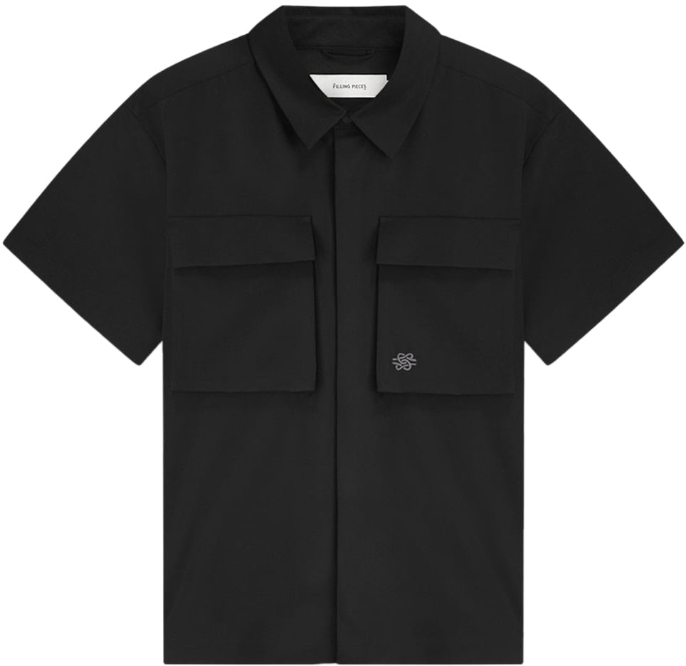Filling Pieces Resort Shirt Drapy Black Zwart