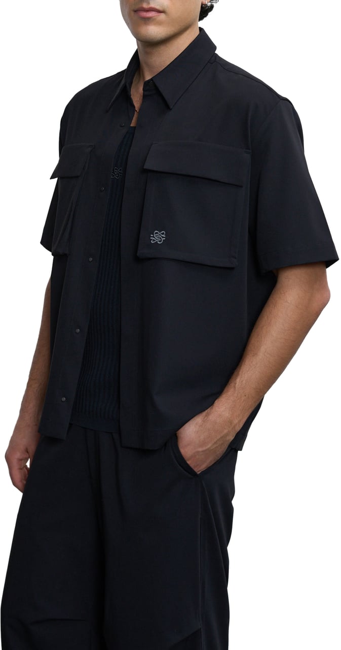 Filling Pieces Resort Shirt Drapy Black Zwart