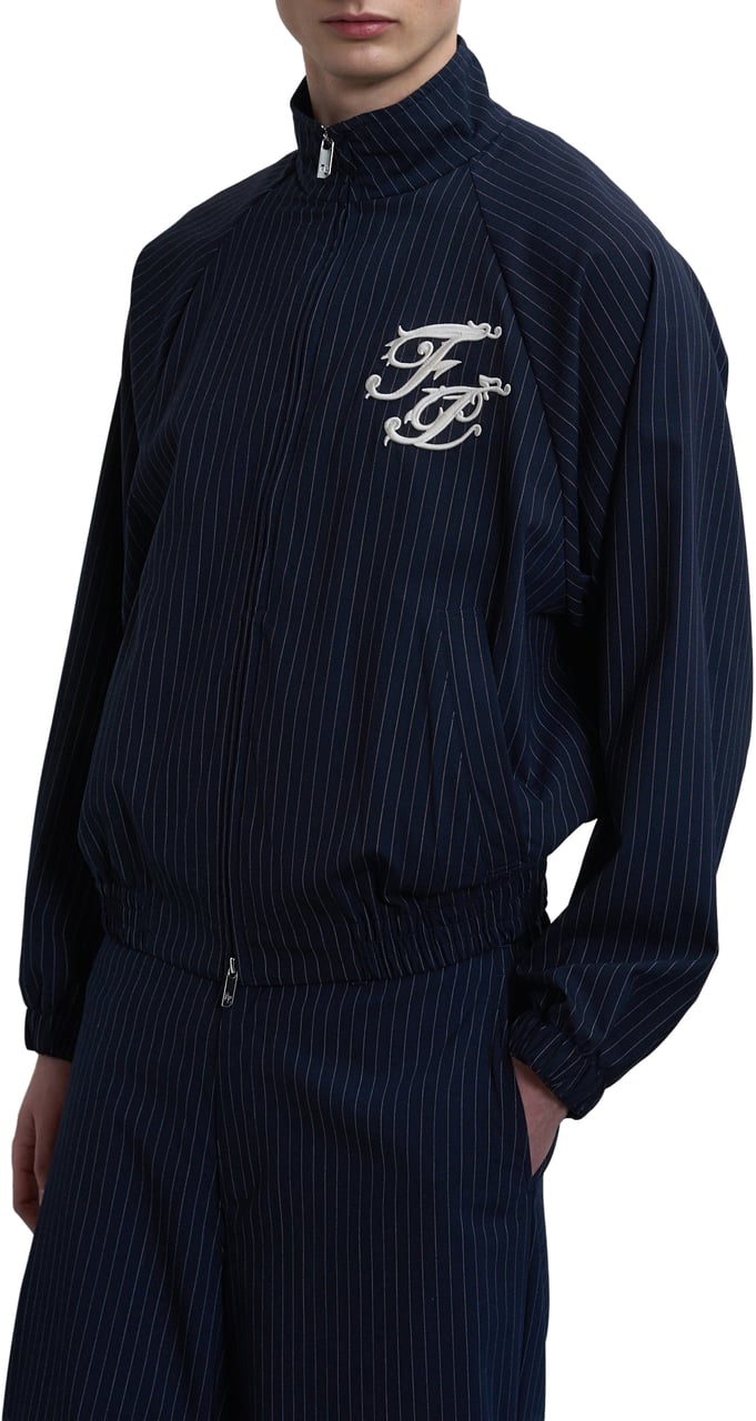 Filling Pieces Track Jacket Pinstripe Blue Blauw