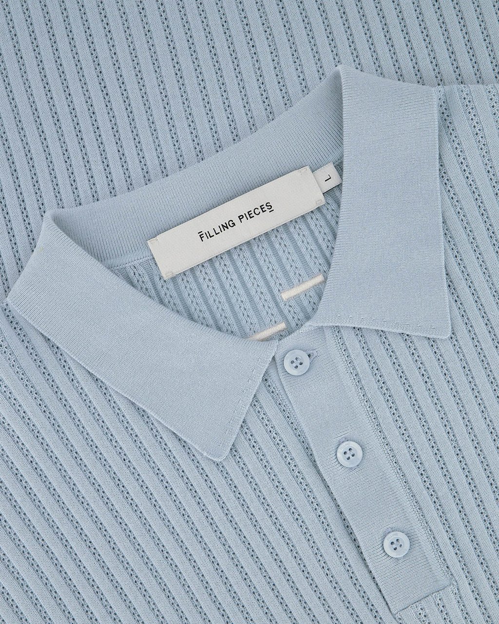 Filling Pieces Fine Knit Polo Skyway Blauw