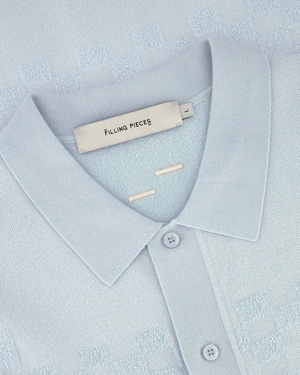 Filling Pieces Knit Resort Shirt Skyway Blauw